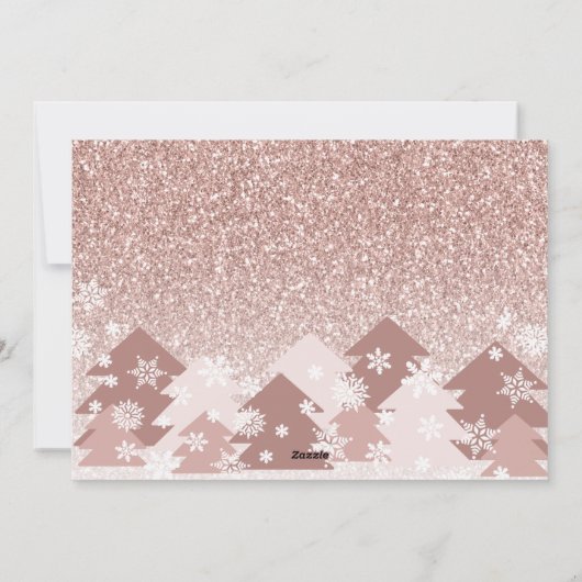 Blush Pink Glitter Vrolijk Kerstmis Roze Bomen Feestdagenkaart (Achterkant)