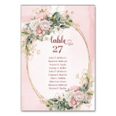 Blush Pink Glitter Wedding Table Number Display Kaart (Voorkant)