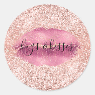 Blush Pink Glitz Glam Glitter Glitter Glinstering Ronde Sticker