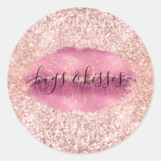 Blush Pink Glitz Glam Glitter Glitter Glinstering Ronde Sticker (Voorkant)