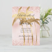 Blush Pink Glitz Glitter Gold Palm Trees Kaart (Staand voorkant)