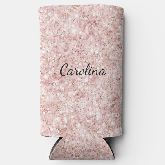 Blush Pink Glitzy Glitter Seltzer Blikjeskoeler (Voorkant)