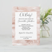 Blush Pink Glitzy Glitter Sparkle Baby shower Kaart (Staand voorkant)
