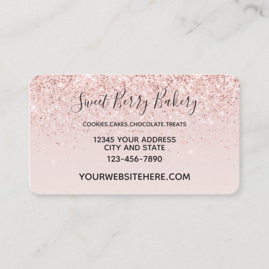 Blush Pink Glitzy Glitter Sparkle Visitekaartje (Voorkant)
