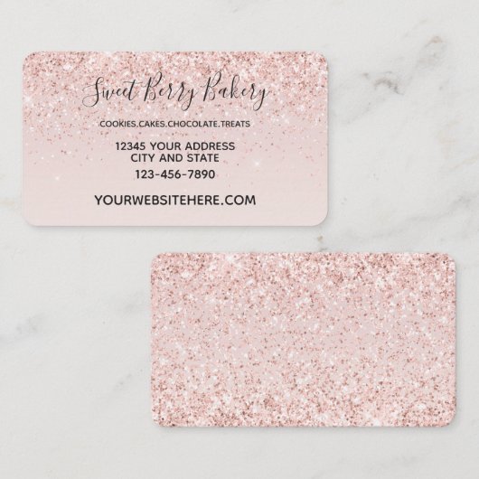 Blush Pink Glitzy Glitter Sparkle Visitekaartje (Voorkant / Achterkant)