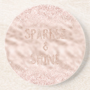 Blush Pink Glitzy Glitter Sparkle Zandsteen Onderzetter