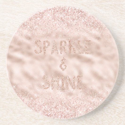 Blush Pink Glitzy Glitter Sparkle Zandsteen Onderzetter (Voorkant)