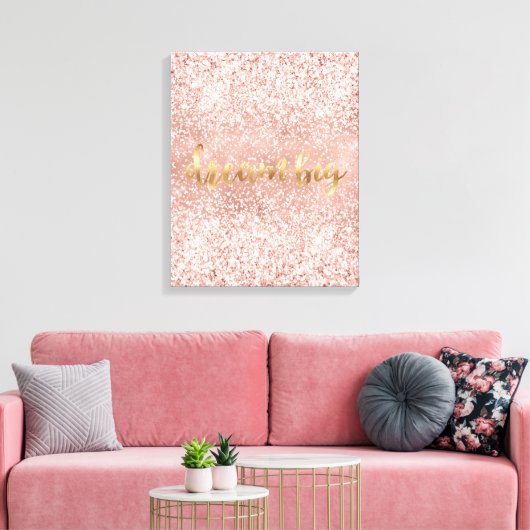 Blush Pink Glitzy Sparkle Glitter Canvas Afdruk (Insitu (Woonkamer))
