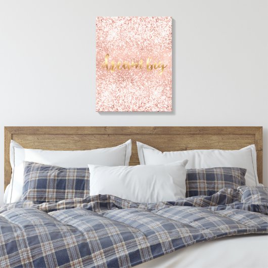 Blush Pink Glitzy Sparkle Glitter Canvas Afdruk (Insitu (Slaapkamer))