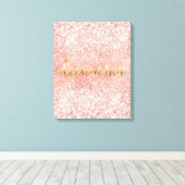Blush Pink Glitzy Sparkle Glitter Canvas Afdruk (Insitu (Houten vloer))