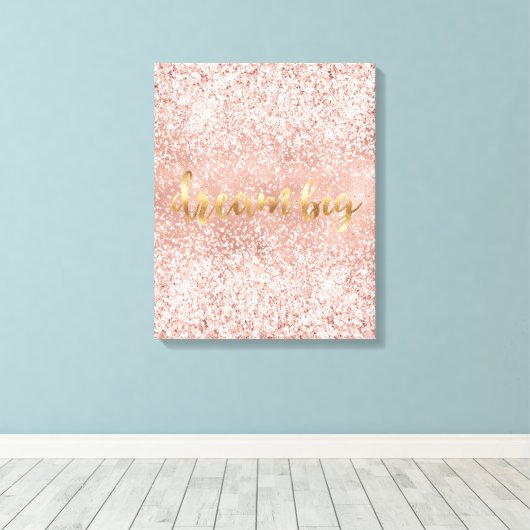 Blush Pink Glitzy Sparkle Glitter Canvas Afdruk (Insitu (Houten vloer))