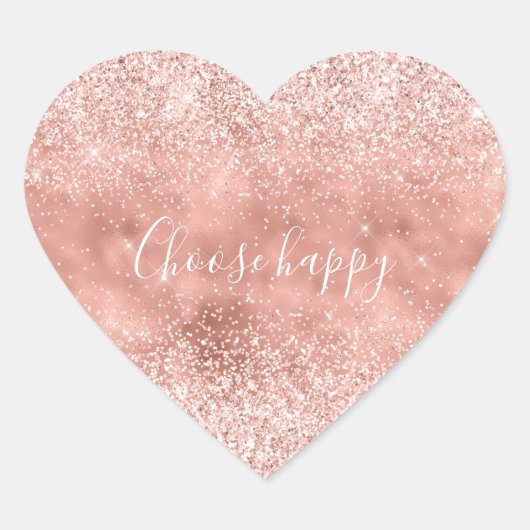 Blush Pink Glitzy Sparkle Glitter Hart Sticker (Voorkant)