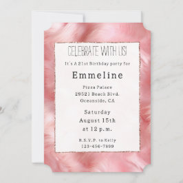 Blush Pink Glitzy Sparkle Pink Fur Kaart