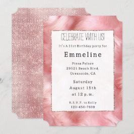 Blush Pink Glitzy Sparkle Pink Fur Kaart