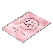 Blush Pink Glossy Folie Business Logo Meeting Notitieboek (Linkerzijde)