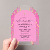 Blush Pink Gold Agaat bevestiging Modern Acryl Uitnodigingen (Insitu (Draagbaar))