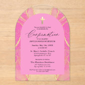 Blush Pink Gold Agaat bevestiging Modern Acryl Uitnodigingen (Voorkant)