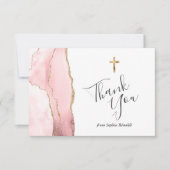 Blush Pink Gold Agaat Eerste Communie Bedankt (Voorkant)