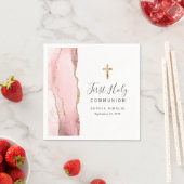 Blush Pink Gold Agaat Eerste Heilige Communie Servet (Insitu)