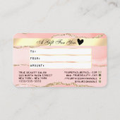 Blush Pink Gold Agaat Marmeren Krediet Gift Kaart Visitekaartje (Achterkant)