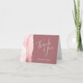 Blush Pink Gold Agaat Stoffig Roos Bruiloft Dank u Kaart (Voorkant)