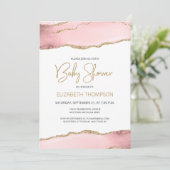 Blush Pink Gold Agate Baby shower (Staand voorkant)