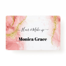 Blush Pink Gold Agate Beauty Business name tags