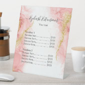 Blush Pink Gold Agate Beauty Makeup Salon Price Reclamebord Met Voetstuk (Insitu)