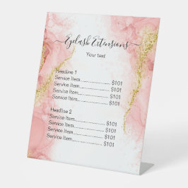 Blush Pink Gold Agate Beauty Makeup Salon Price Reclamebord Met Voetstuk