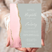 Blush Pink Gold Agate Bleek Sage Green Wedding