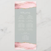 Blush Pink Gold Agate Bleek Sage Green Wedding Programmakaart (Achterkant)
