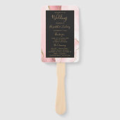 Blush Pink Gold Agate Dark Weddenprogramma Handwaaier (Voorkant)