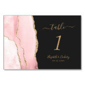 Blush Pink Gold Agate Dark Weddenschap Kaart (Achterkant)