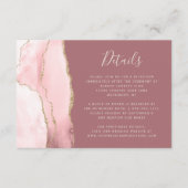 Blush Pink Gold Agate Dusty Roos Weddenschap Detai Informatiekaartje (Voorkant)