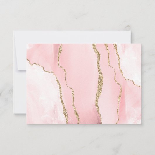 Blush Pink Gold Agate Dusty Roos Wedding RSVP Kaar (Achterkant)