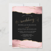 Blush Pink Gold Agate Elegant Waterverf Weddenscha Kaart (Voorkant)