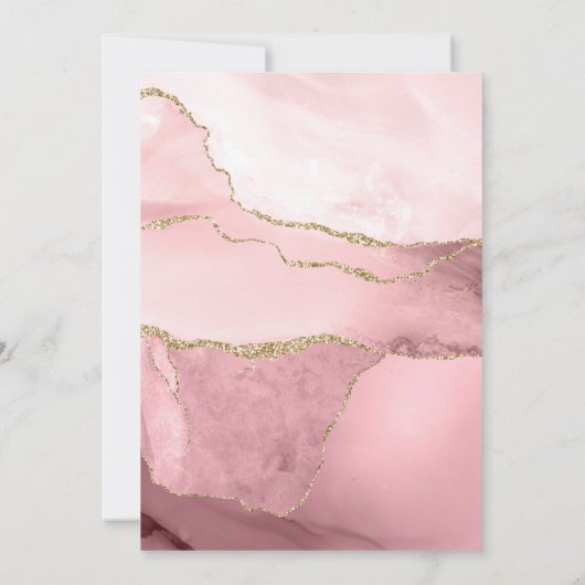 Blush Pink Gold Agate Elegant Waterverf Weddenscha Kaart