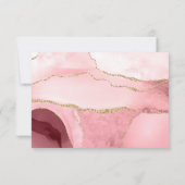 Blush Pink Gold Agate Elegant Waterverf Weddenscha RSVP Kaartje (Achterkant)
