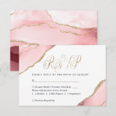 Blush Pink Gold Agate Elegant Waterverf Weddenscha RSVP Kaartje (Voorkant / Achterkant)