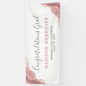 Blush Pink Gold Agate Gefeliciteerd Afstuderen Spandoek (Verticaal)