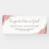 Blush Pink Gold Agate Gefeliciteerd Afstuderen Spandoek (Horizontaal)