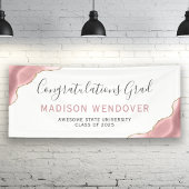 Blush Pink Gold Agate Gefeliciteerd Afstuderen Spandoek