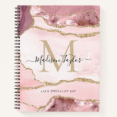 Blush Pink Gold Agate Geode Monogram Script Name Notitieboek (Voorkant)