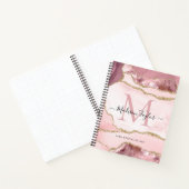 Blush Pink Gold Agate Geode Monogram Script Name Notitieboek (Binnen)