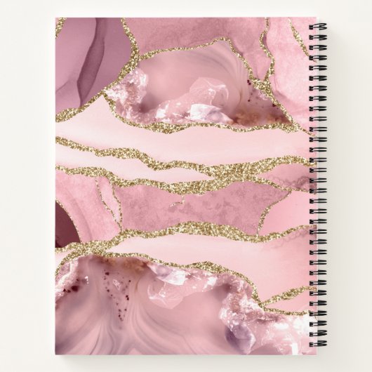 Blush Pink Gold Agate Geode Monogram Script Name Notitieboek (Achterkant)