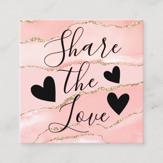 Blush Pink Gold Agate Marble Aanbevelingskaartje (Voorkant)