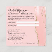 Blush Pink Gold Agate Marble Aanbevelingskaartje (Achterkant)