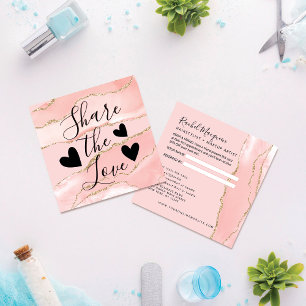 Blush Pink Gold Agate Marble Aanbevelingskaartje