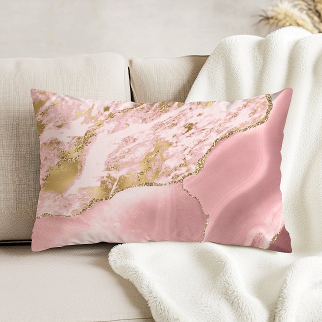 Blush Pink Gold Agate Marble Accent Kussen (Creator heeft geüpload)