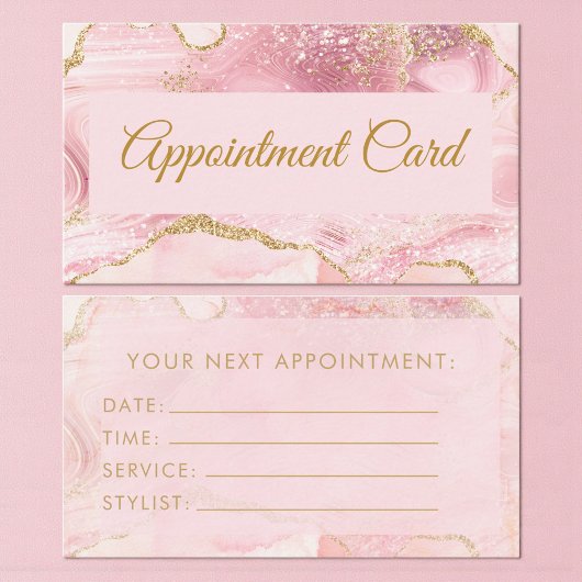 Blush Pink Gold Agate Marble Appointment Card Visitekaartje